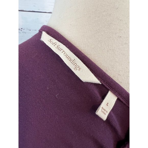 Soft Surroundings Touch of Sheer Tunic Top size Large Shirt 2CM00 Purple Blouse - Picture 3 of 8